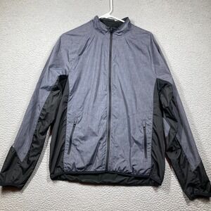 Hind Running Jacket Men's Med Gray Lightweight Windbreaker Full‎ Zip Zip Pockets